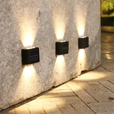 1/2pcs Solar Waterproof Wall Light For Outdoor Decoration, 6 LED Lights, Wall Light For Courtyard, Street, Landscape, Garden